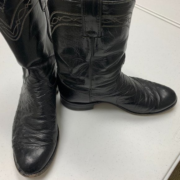 justin smooth ostrich roper cowboy boots